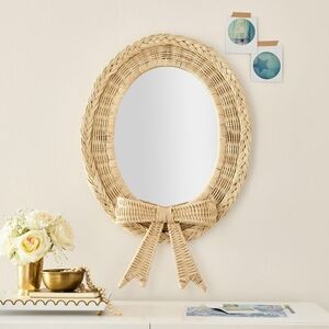 NWT Loveshackfancy No Nails Rattan Bow Mirror 18' x 28'